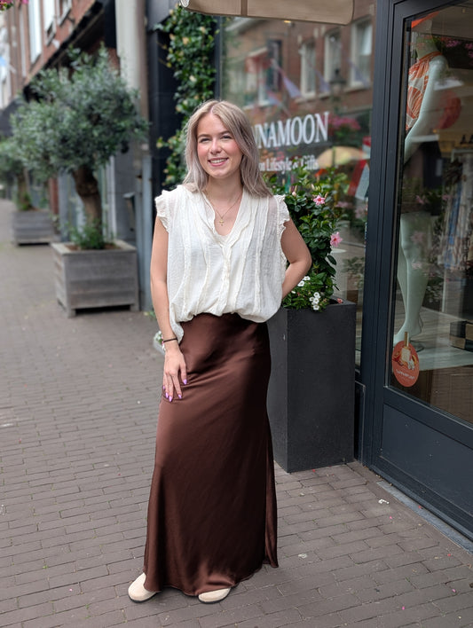 Silk look rok Meggy - Bruin