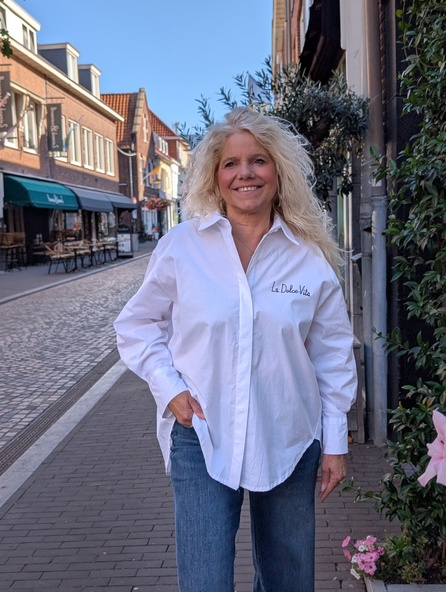 La Dolce vita blouse - Wit / bruin
