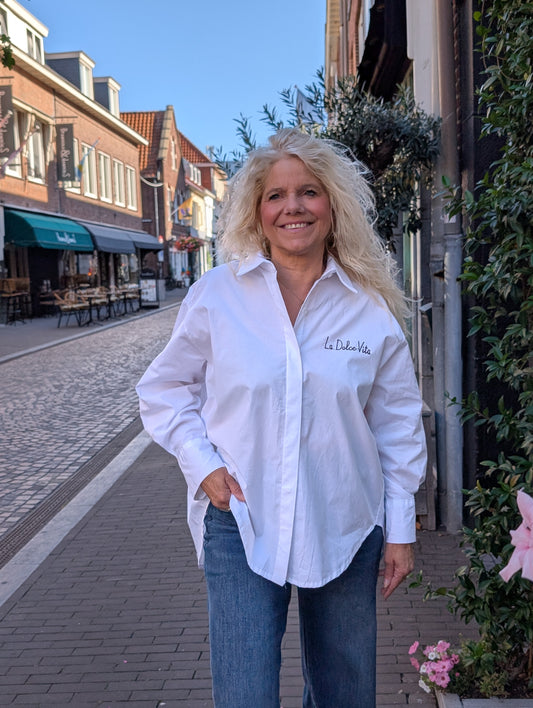 La Dolce vita blouse - Wit / bruin