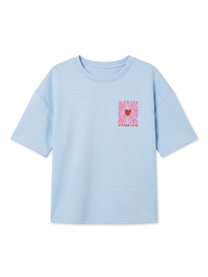 Spread Love Graphic Top – Lichtblauw