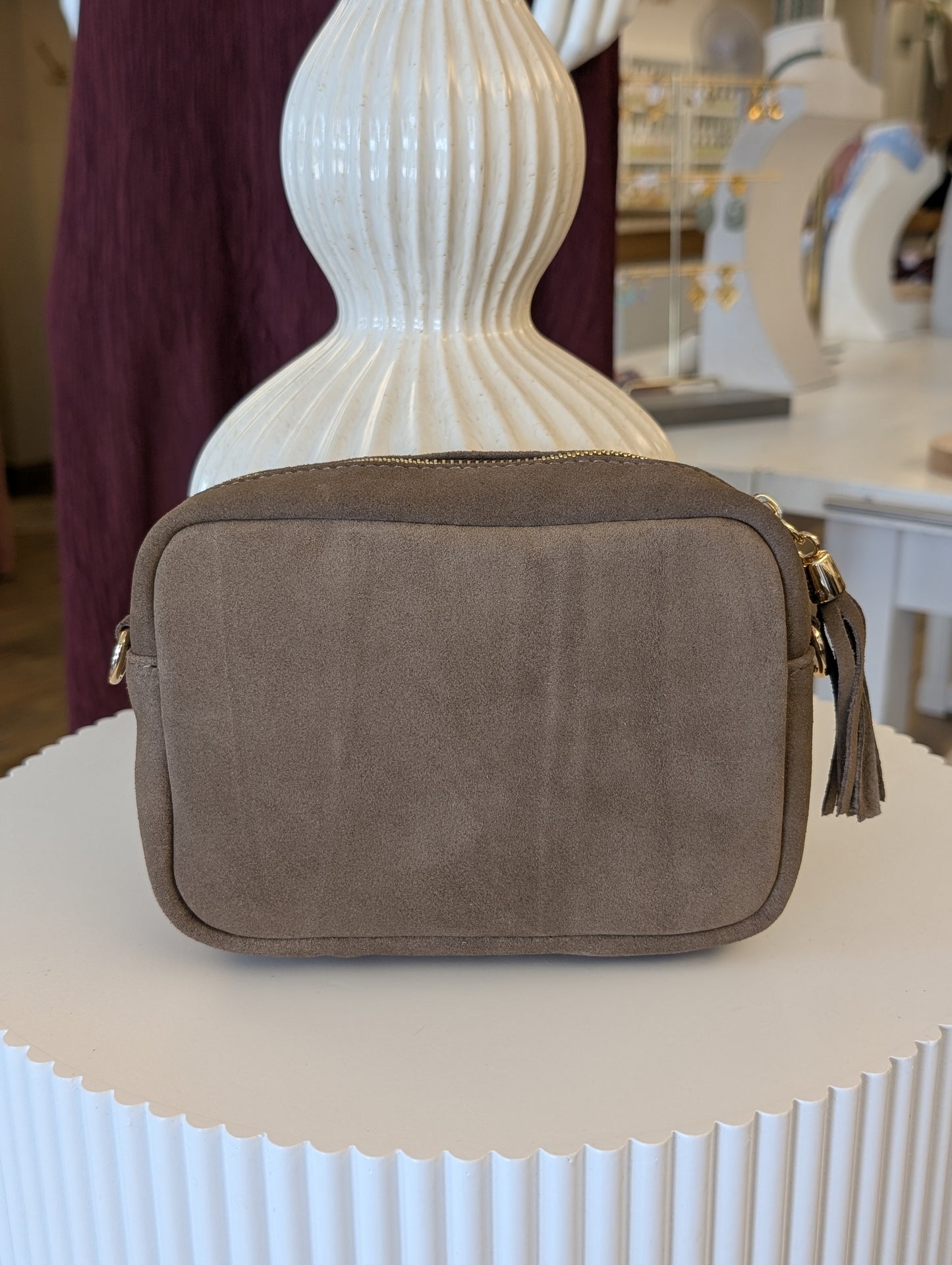 Tas met gouden rits en kwastje - Taupe