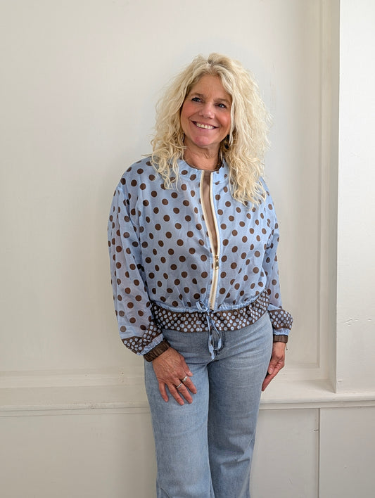Blouse/vest bomber Polkadots - Blauw/Bruin