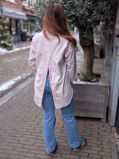 Love me Love you gestreepte blouse - Roze