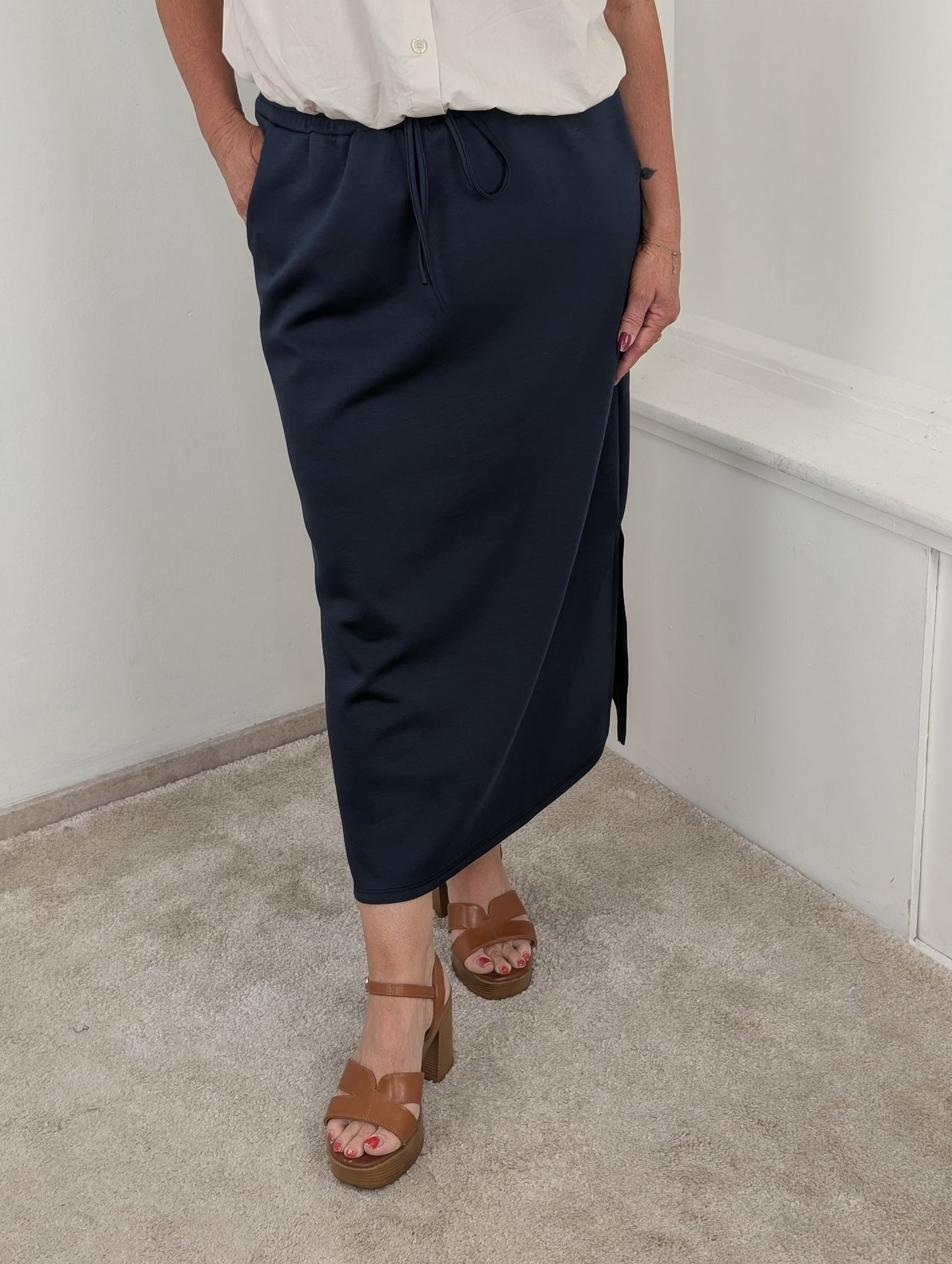Jersey mid jog rok - Donkerblauw