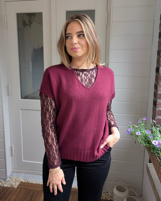 Joly V-hals knit - Bordeaux