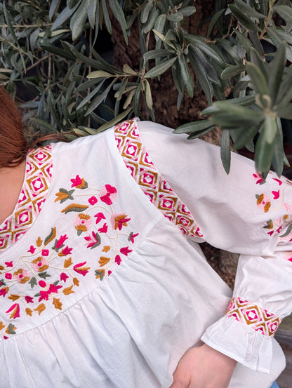 Flora geborduurde Blouse - Wit
