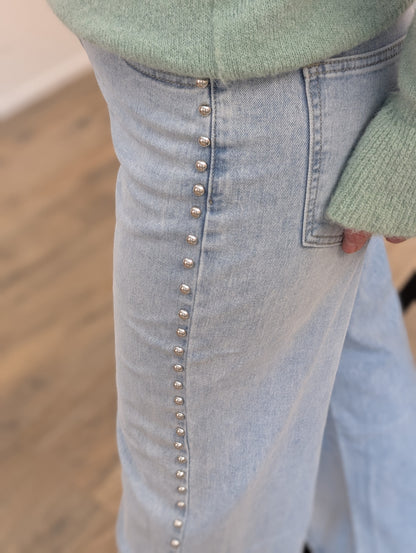 Sache studs wide leg jeans