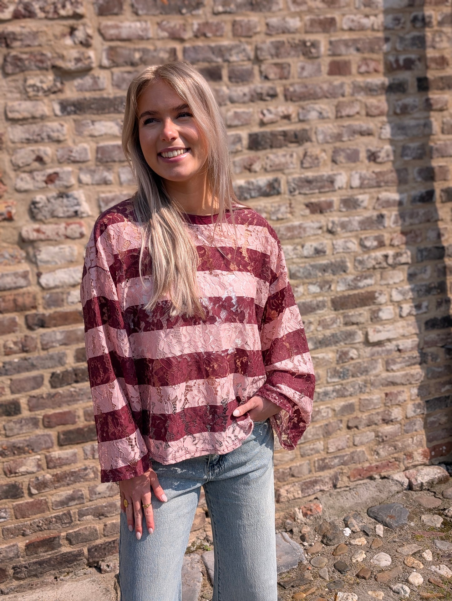 Lace dream festival top - Roze/Bordeaux