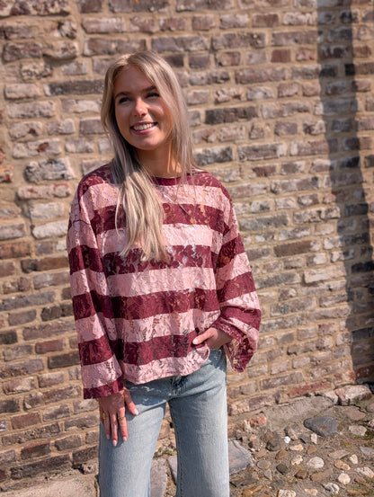 Lace dream festival top - Roze/Bordeaux