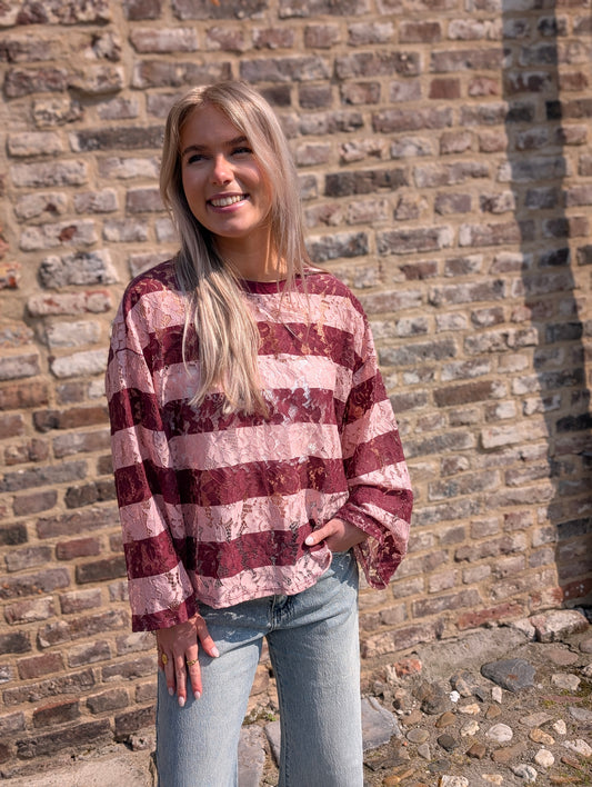 Lace dream festival top - Roze/Bordeaux