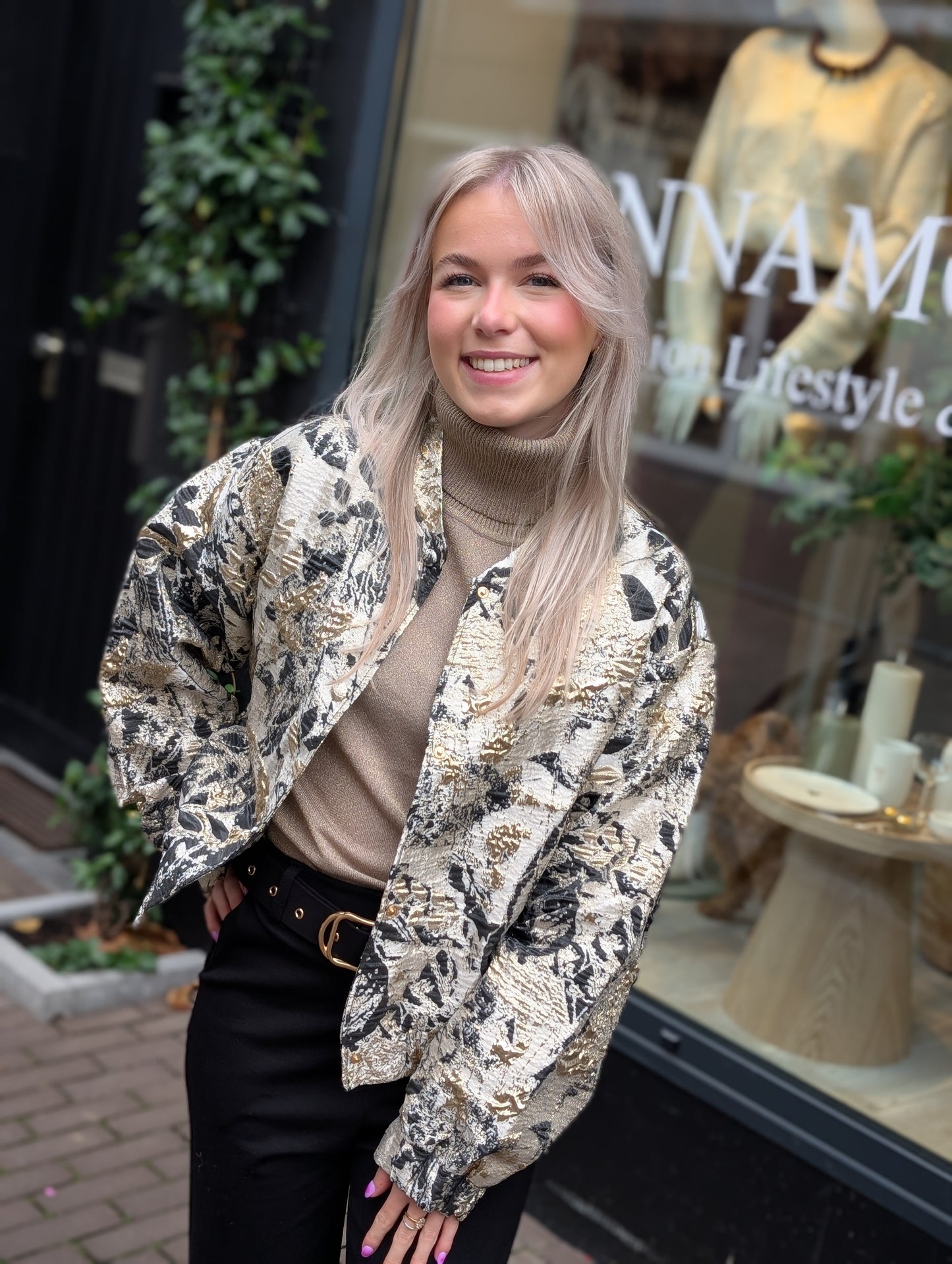 Zusss jacquard glans jasje - Multicolor