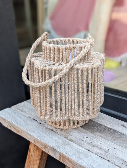 Windlicht in vorm van een bloem 20x18 cm. - Sand