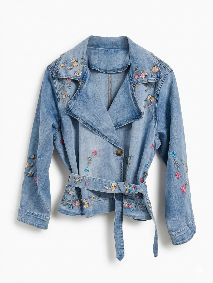 Flower denim jacket - Jeans