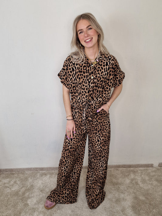 Nicole pantalon - Panter print bruin/ zwart print