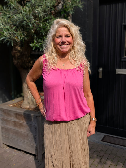 An top met ruffle - Roze