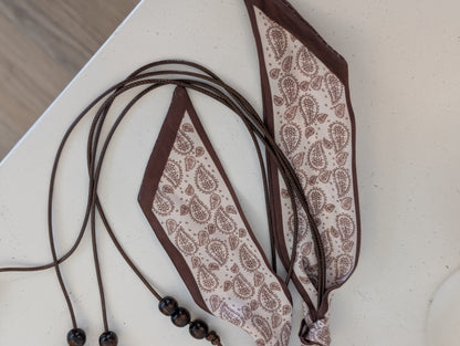 Print riem met sjaaltjes en kralen - Creme / bruin