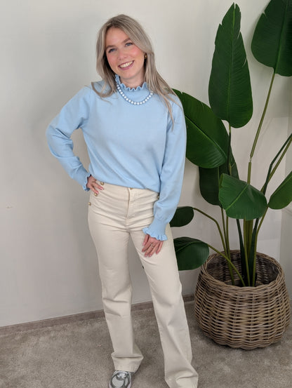 Ruffle trui Iza - Lichtblauw