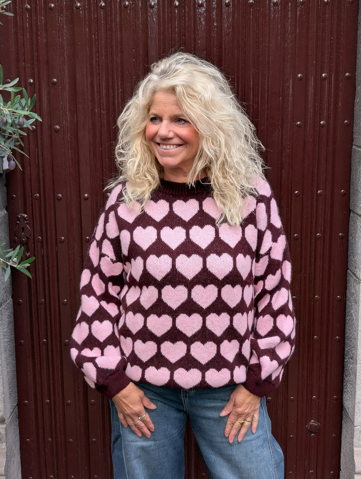 Sweetheart trui - Bordeaux/Roze