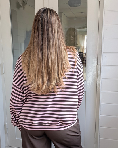 Prosecco Stripe Longsleeve - Bruin/Roze