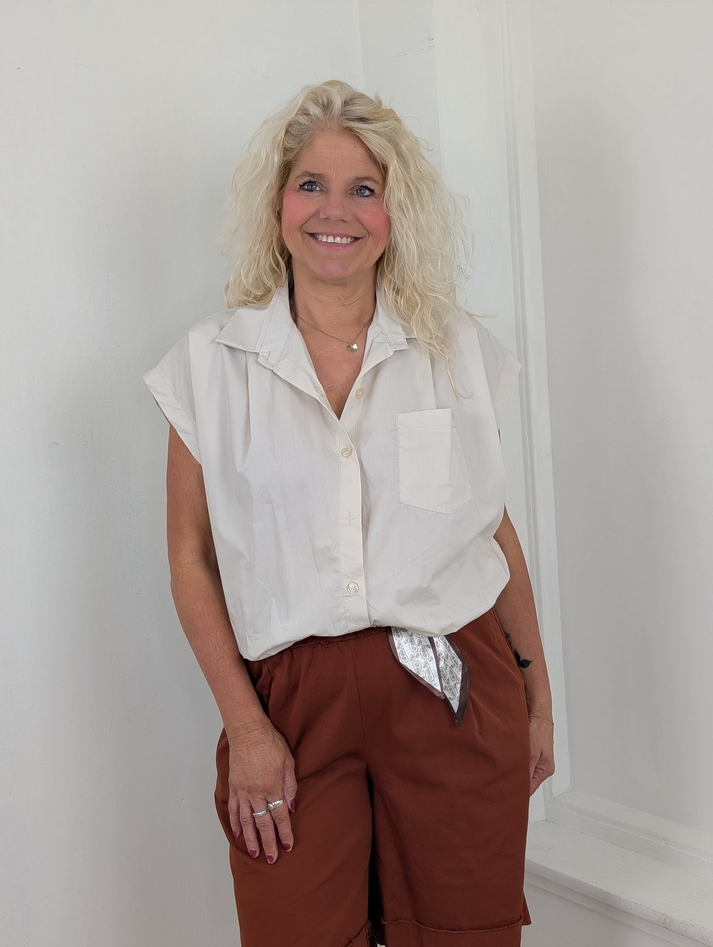 Katoenen blouse Veerle - Beige