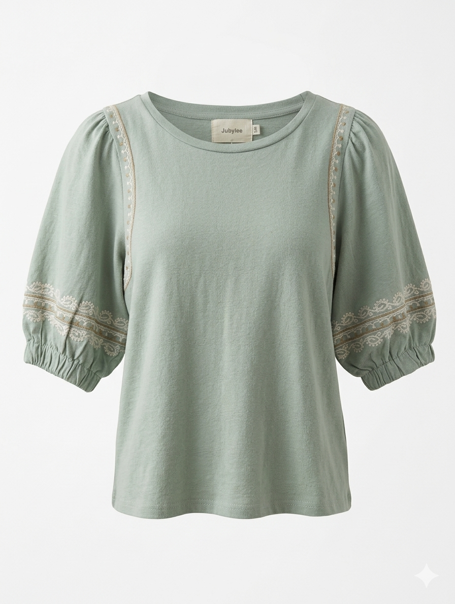 Tess Boho Tee - Mintgroen