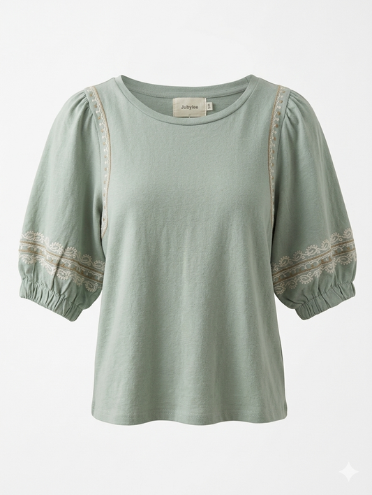 Tess Boho Tee - Mintgroen