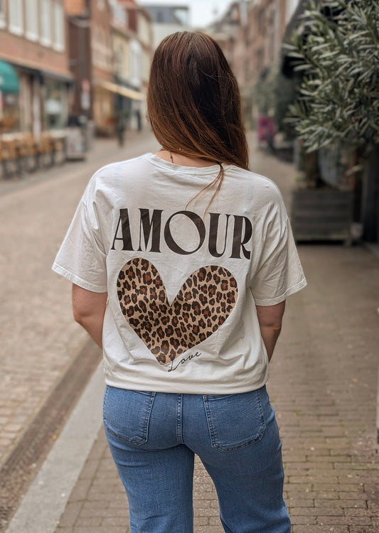 Panter heart shirt Amour - Wit