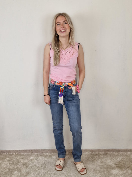 Jessica skinny jeans met riem - blauw