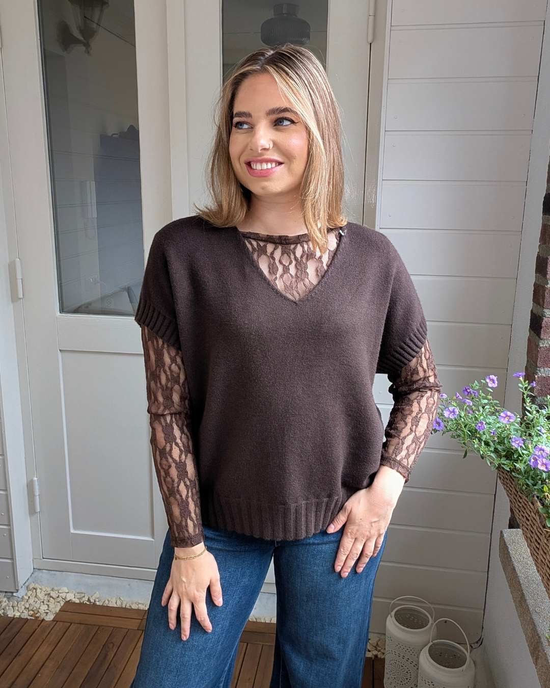Joly V-hals knit - Bruin