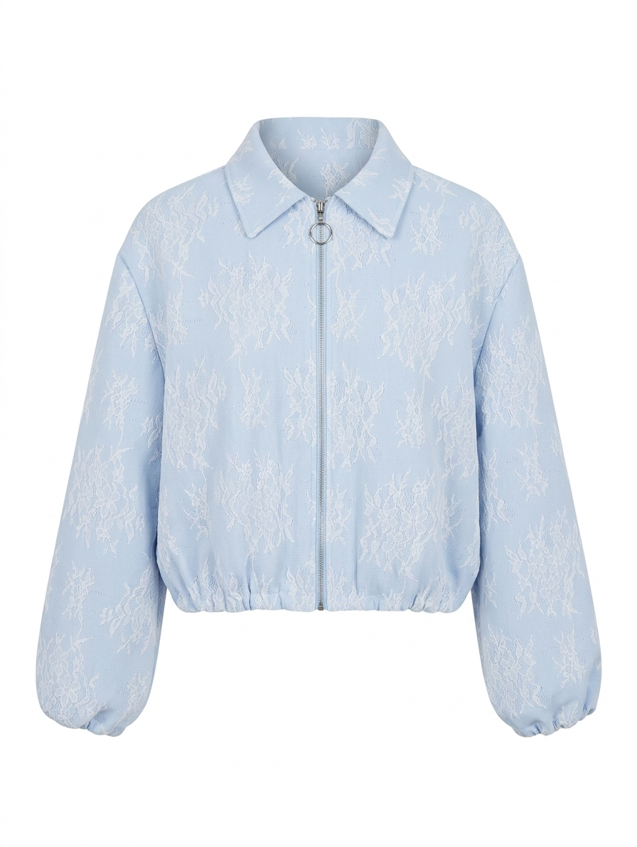 Lace bomber jacket - Lichtblauw