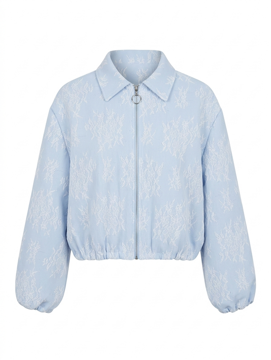 Lace bomber jacket - Lichtblauw