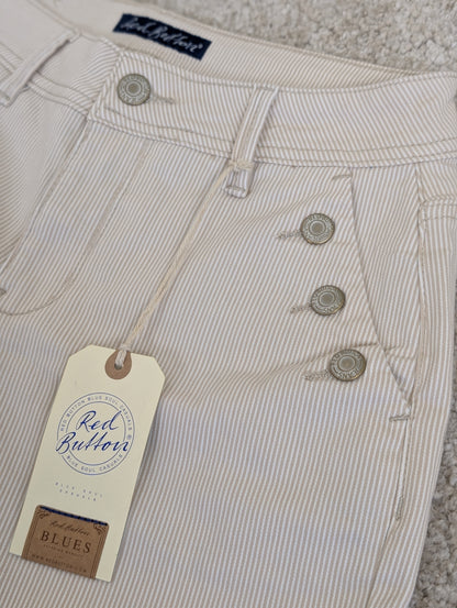 Bibette Red Button short denim stripe