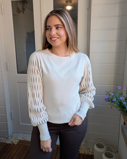 Trui met detail mouwen Anouk - Beige