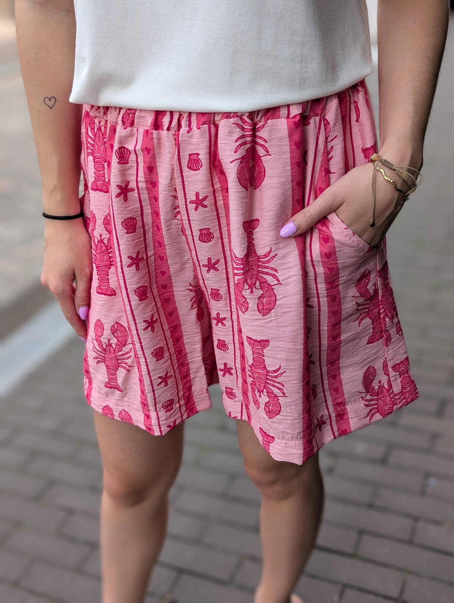 Summer short kreeft print - Roze