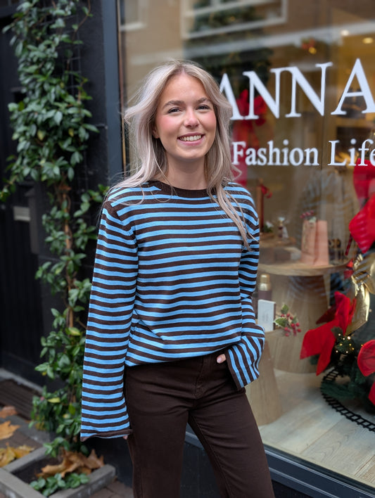 Gestreepte trui Romy - Bruin/Creme