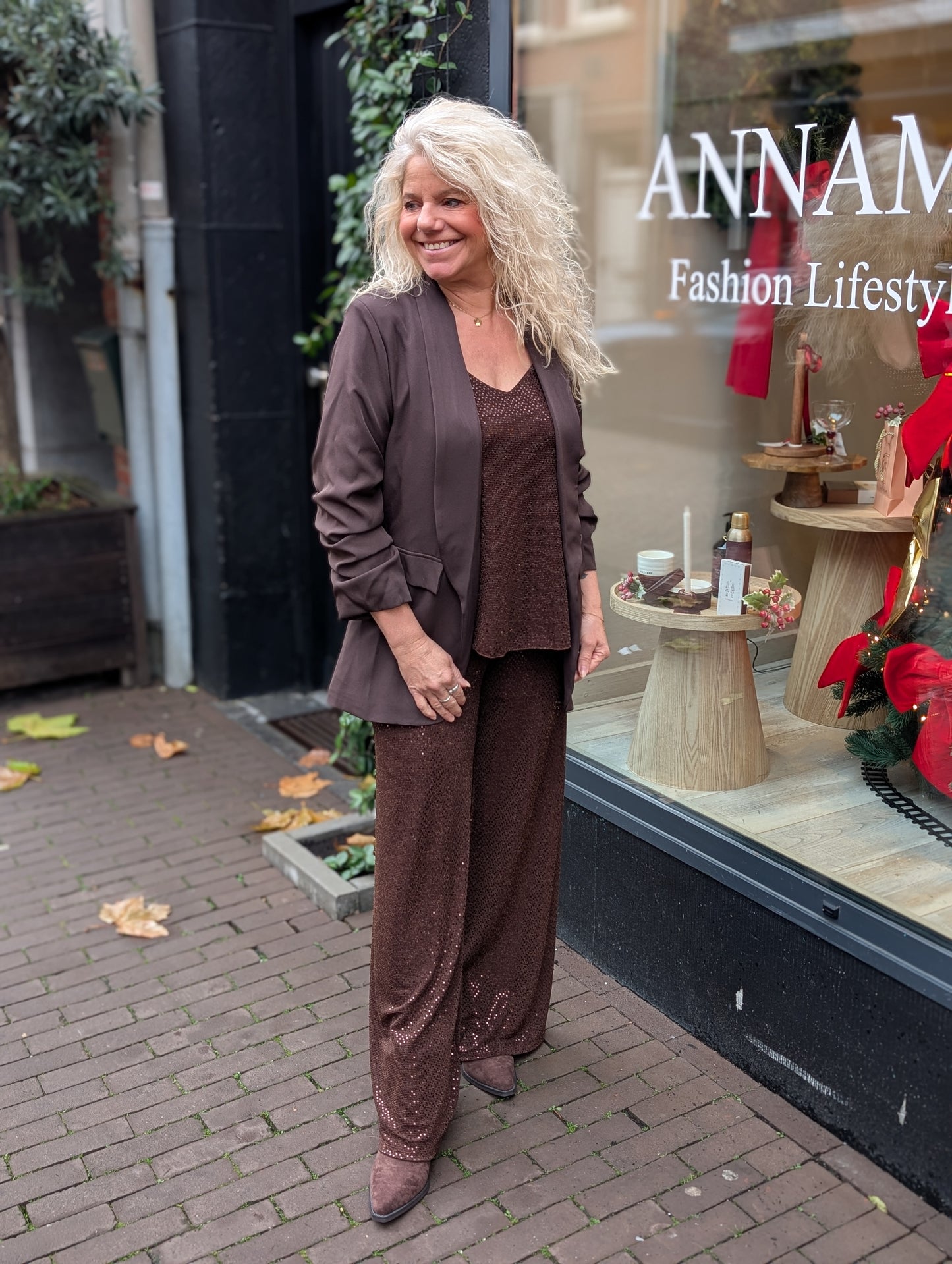 Ayan glitter wide leg - Bruin