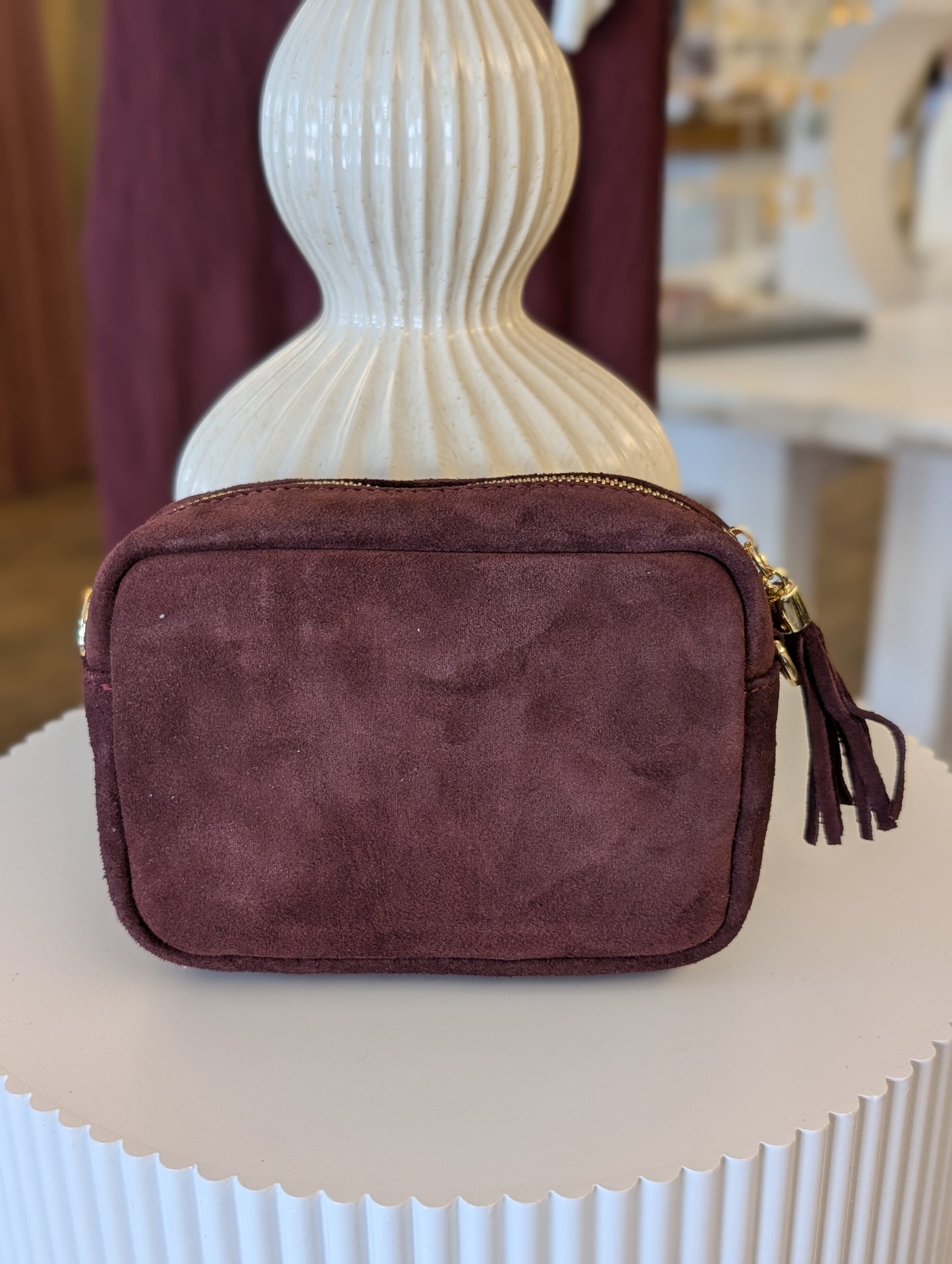 Tas met gouden rits en kwastje - Bordeaux rood
