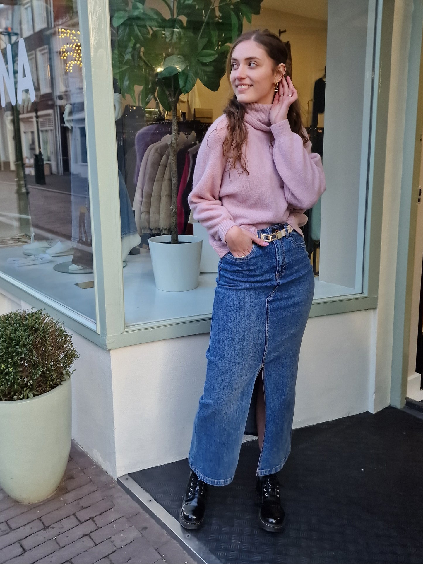 Sisters point Olia lange jeans rok