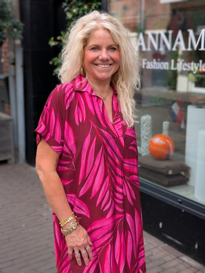 Thanny blouse jurk - Fuchsia