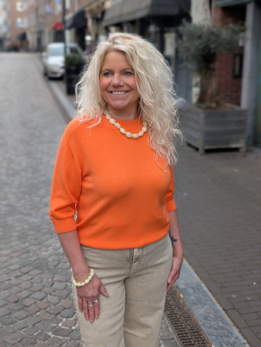 Lonne trui met korte mouw - Oranje