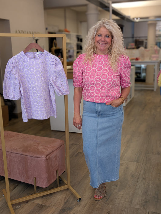 Sas blouse met pofmouw - Roze