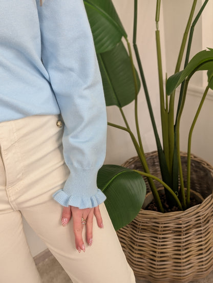 Ruffle trui Iza - Lichtblauw