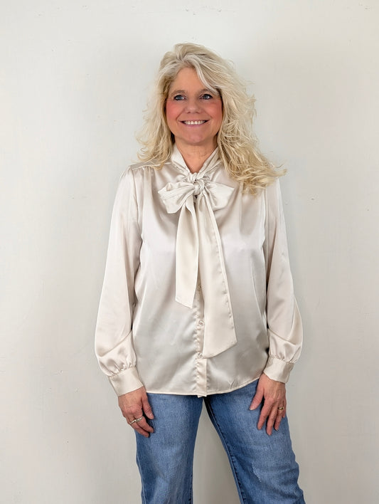 Vera silk strik blouse - Champagne