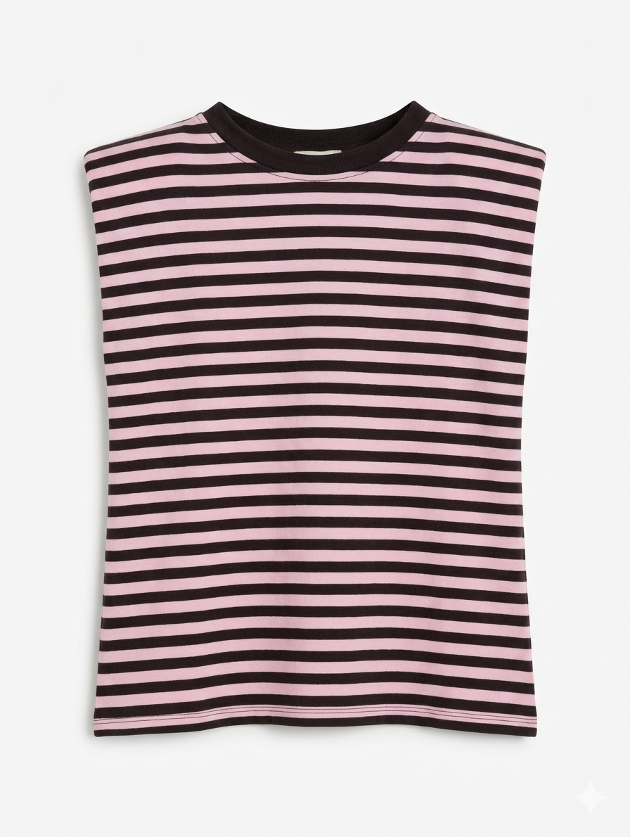 Gestreepte padded top - Roze/Bruin