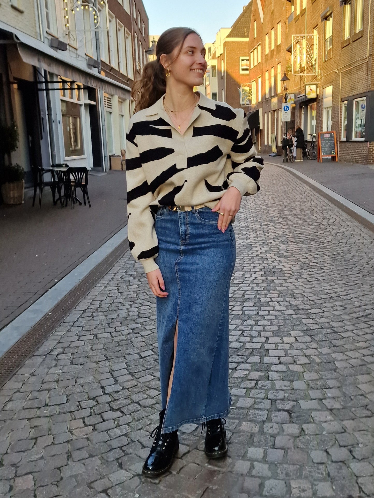 Sisters point Olia lange jeans rok