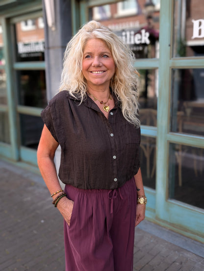 Linnen blouse Veerle - Bruin