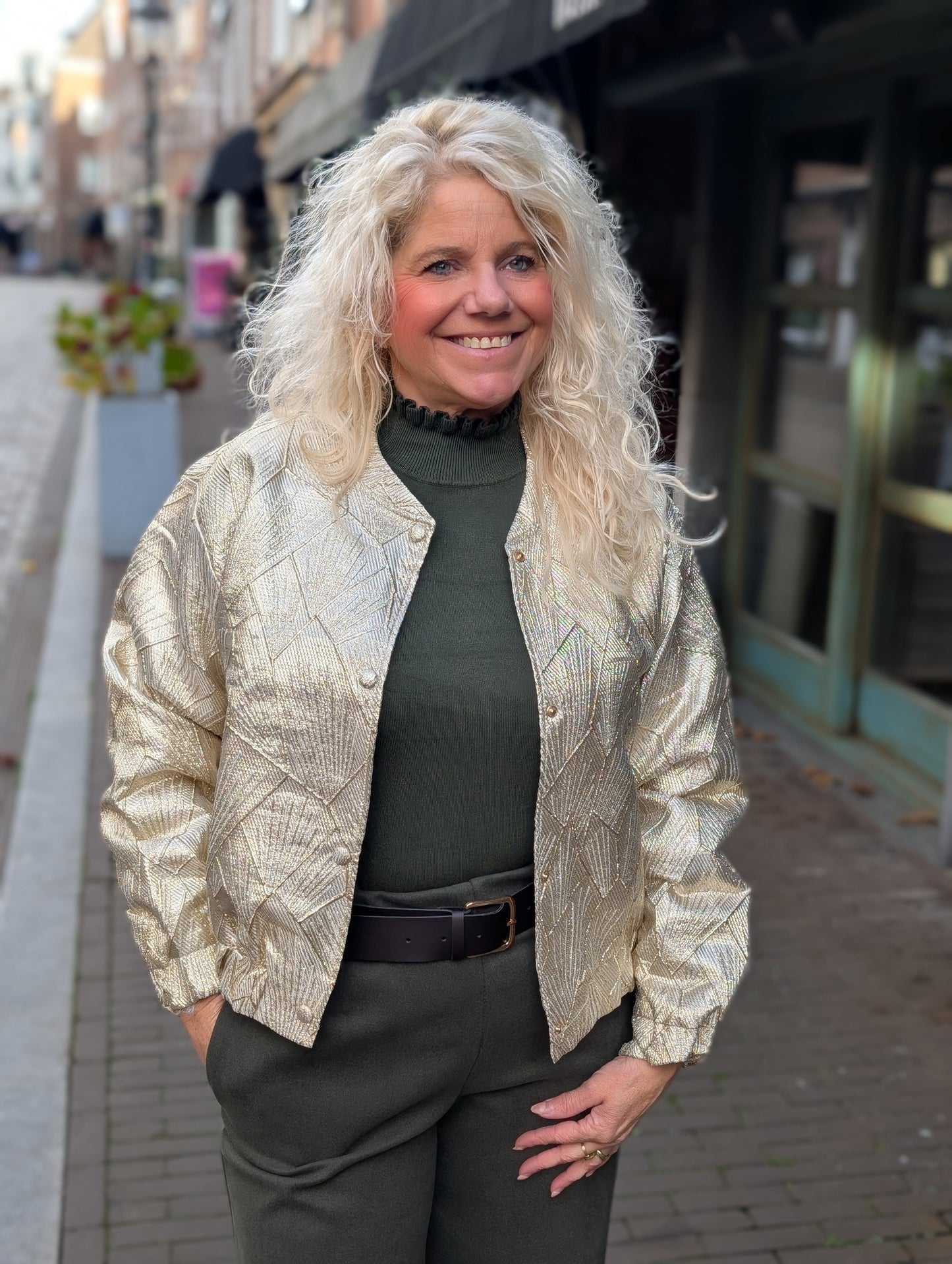 Zusss jacquard glans jasje - Champagne