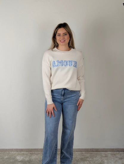 Amour trui Levy - Blauw/Wit ruitje