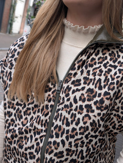 Bodywarmer Emma met panter voering - Groen