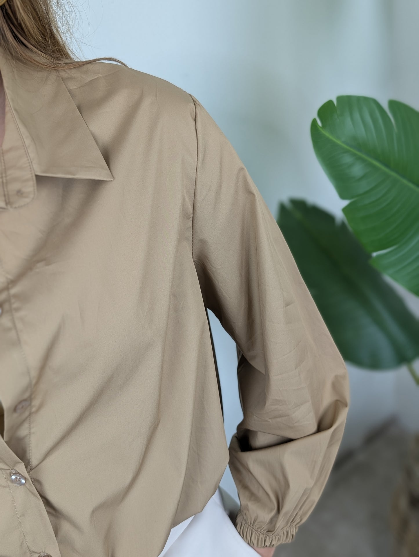 Katoenen blouse Veerle lange mouw - Camel